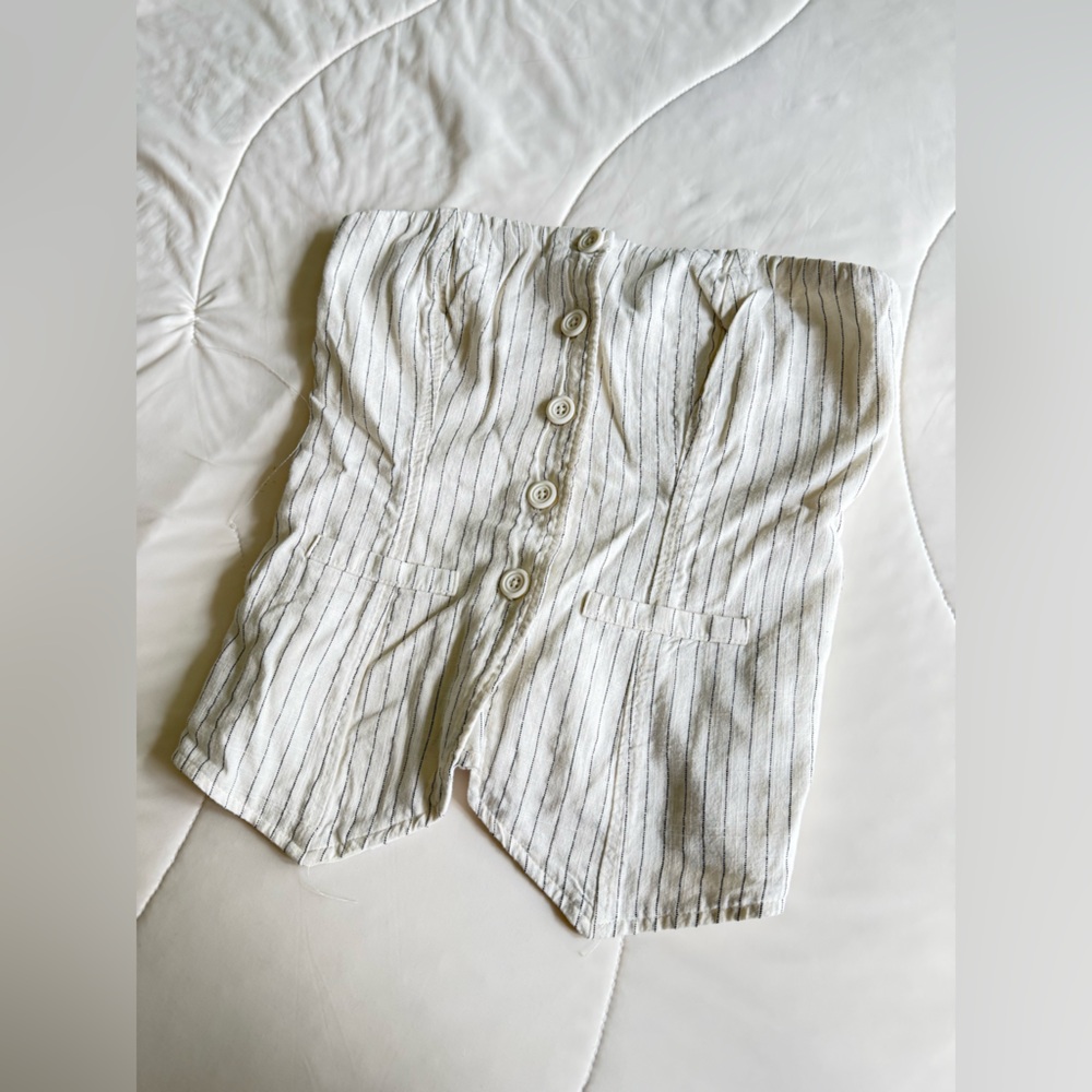 Striped Button-Up Corset Top Size XS